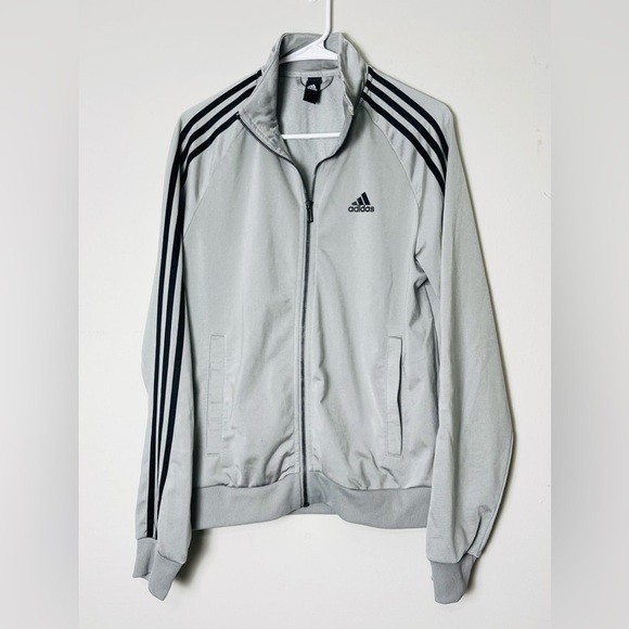 adidas Sweaters - Adidas Long Sleeve Track‎ Suit Sweater Stripes Gray Small Athleisure Fitness Out